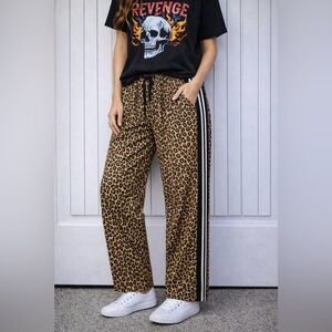 BALBOA Carmensa Animal Print Track Pants~ Leopard Joggers ~ Size L ~ NWT